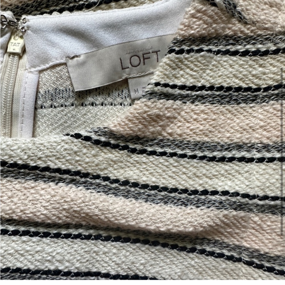 Loft Black, Gray & Blush Pink Striped Dress. Size Medium - Picture 3 of 3